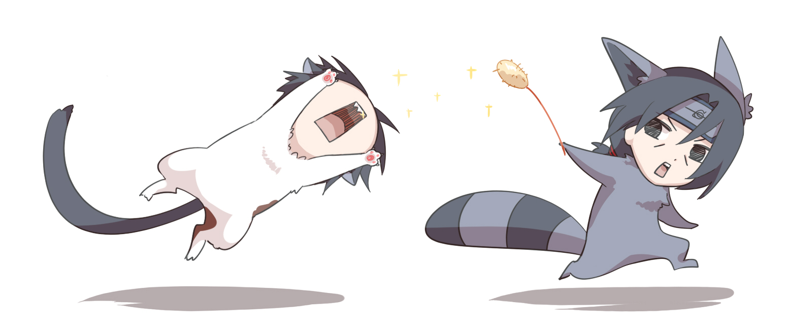 Chibi sasuke chase chibi itachi cats