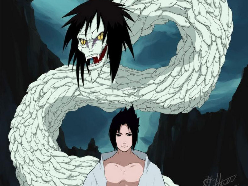 Sasuke with orochimaru snake