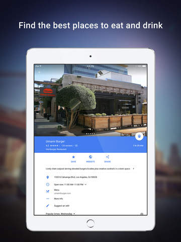 Google maps for ipad restaurants