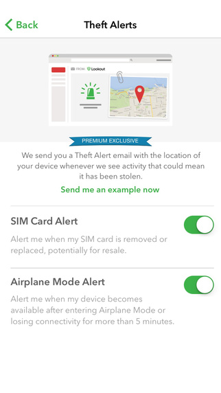 Lookout security app sim card alert