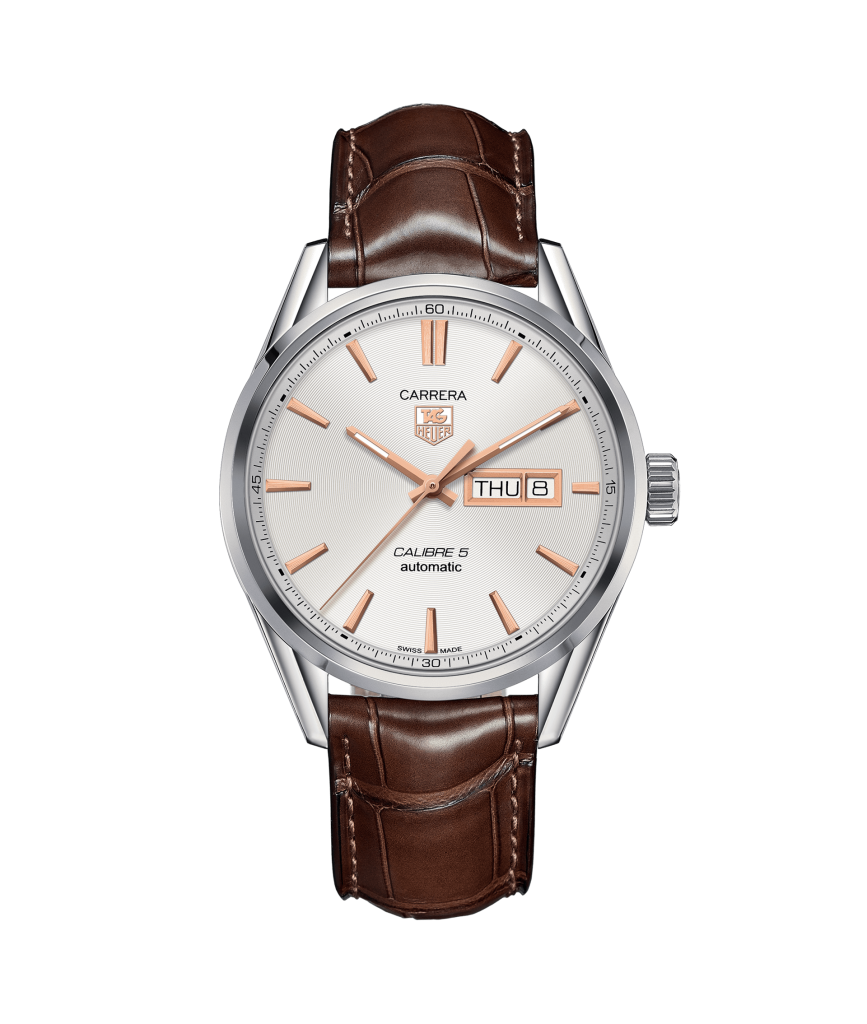 Brown strap tag heuer carrera calibre 5 day date watch 2019