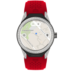 Tag heuer connected modular red rubber with diamond bezel wear os