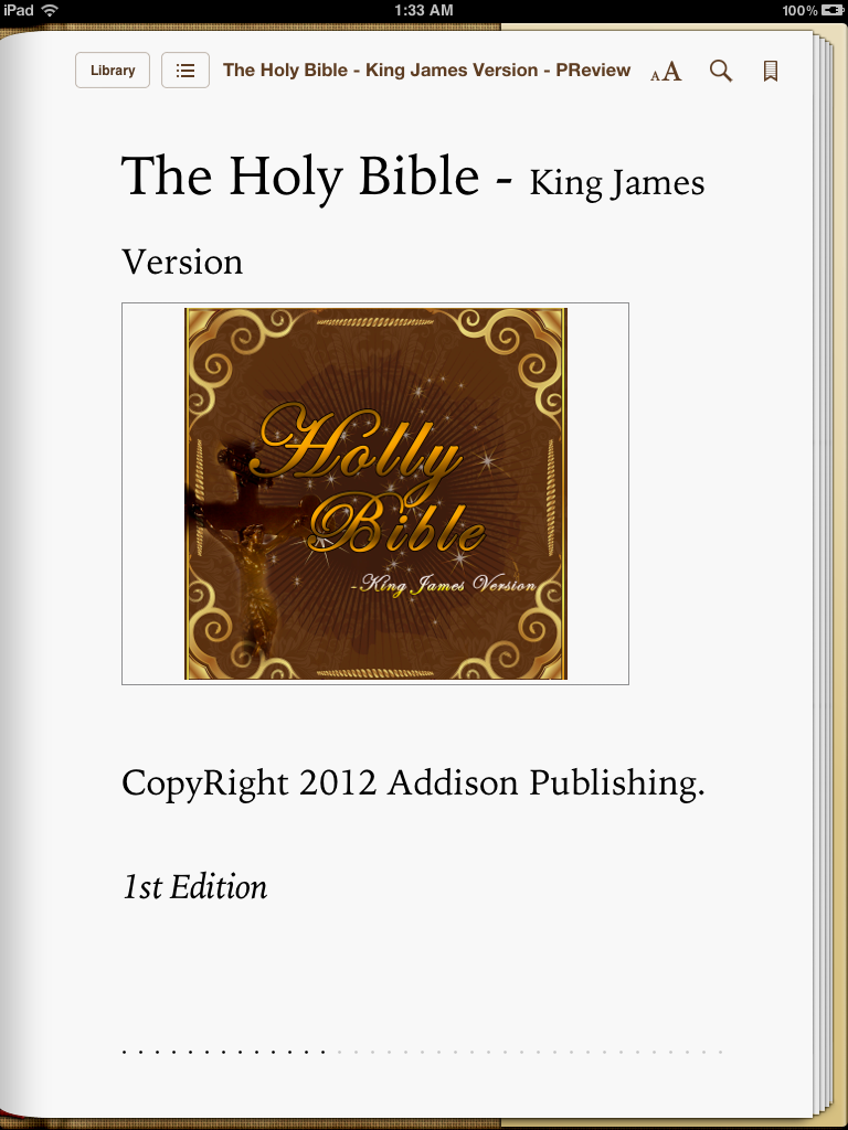 King james holy bible ebook first page