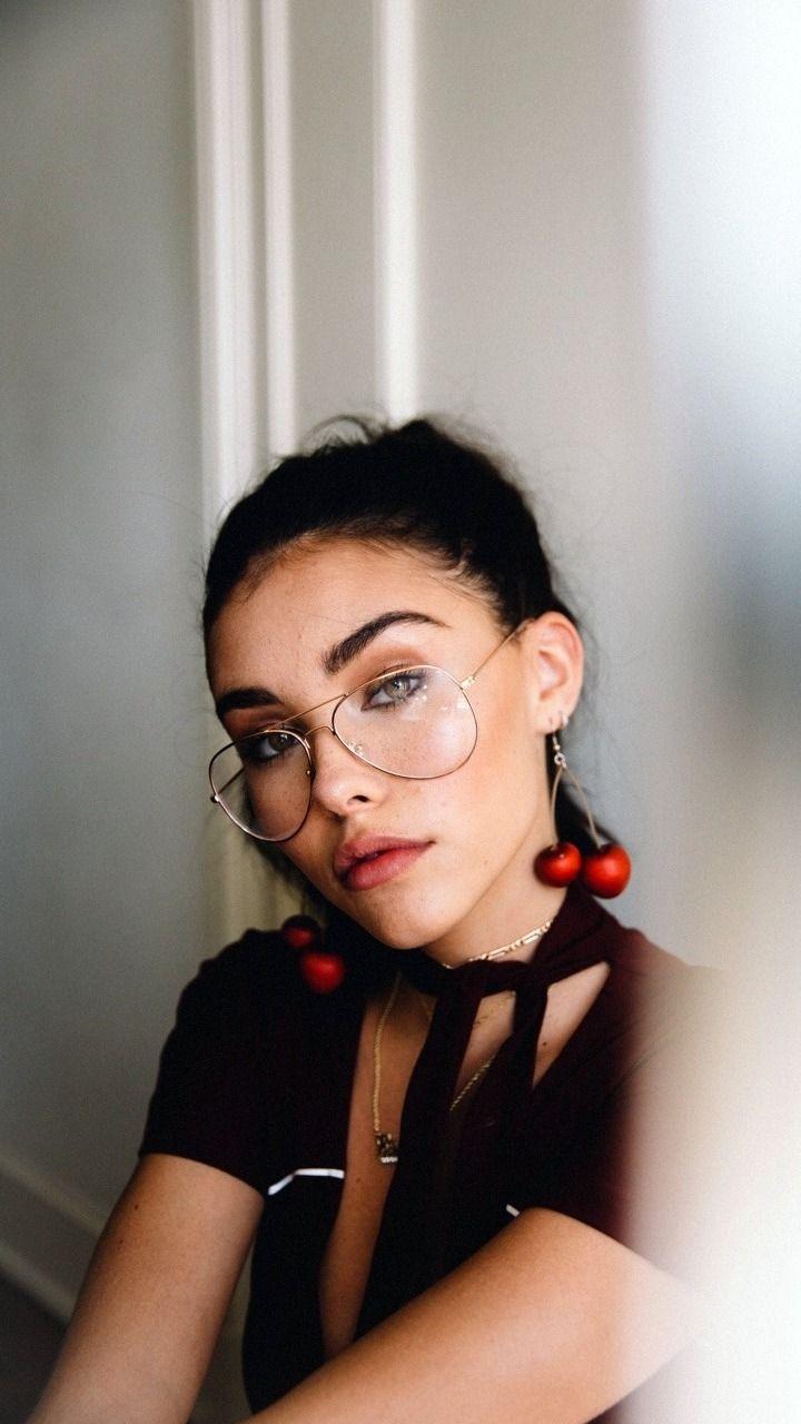 With glasses madison beer