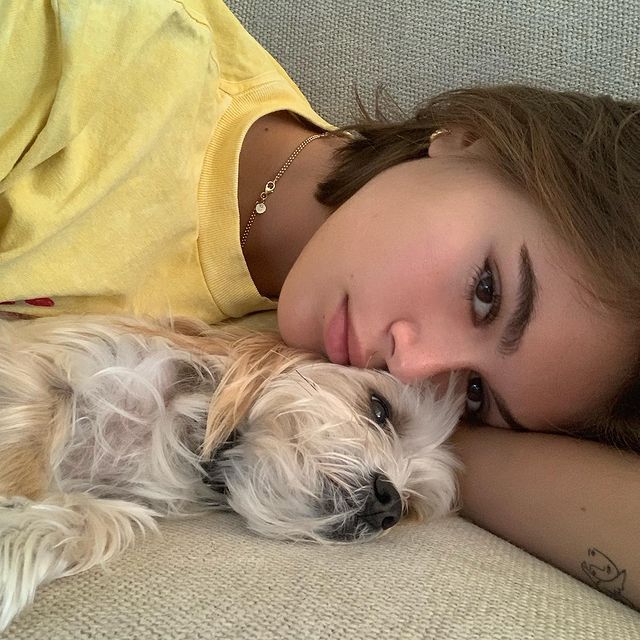 With her dog