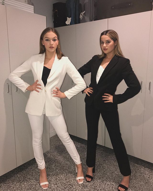 Black white suit with sister