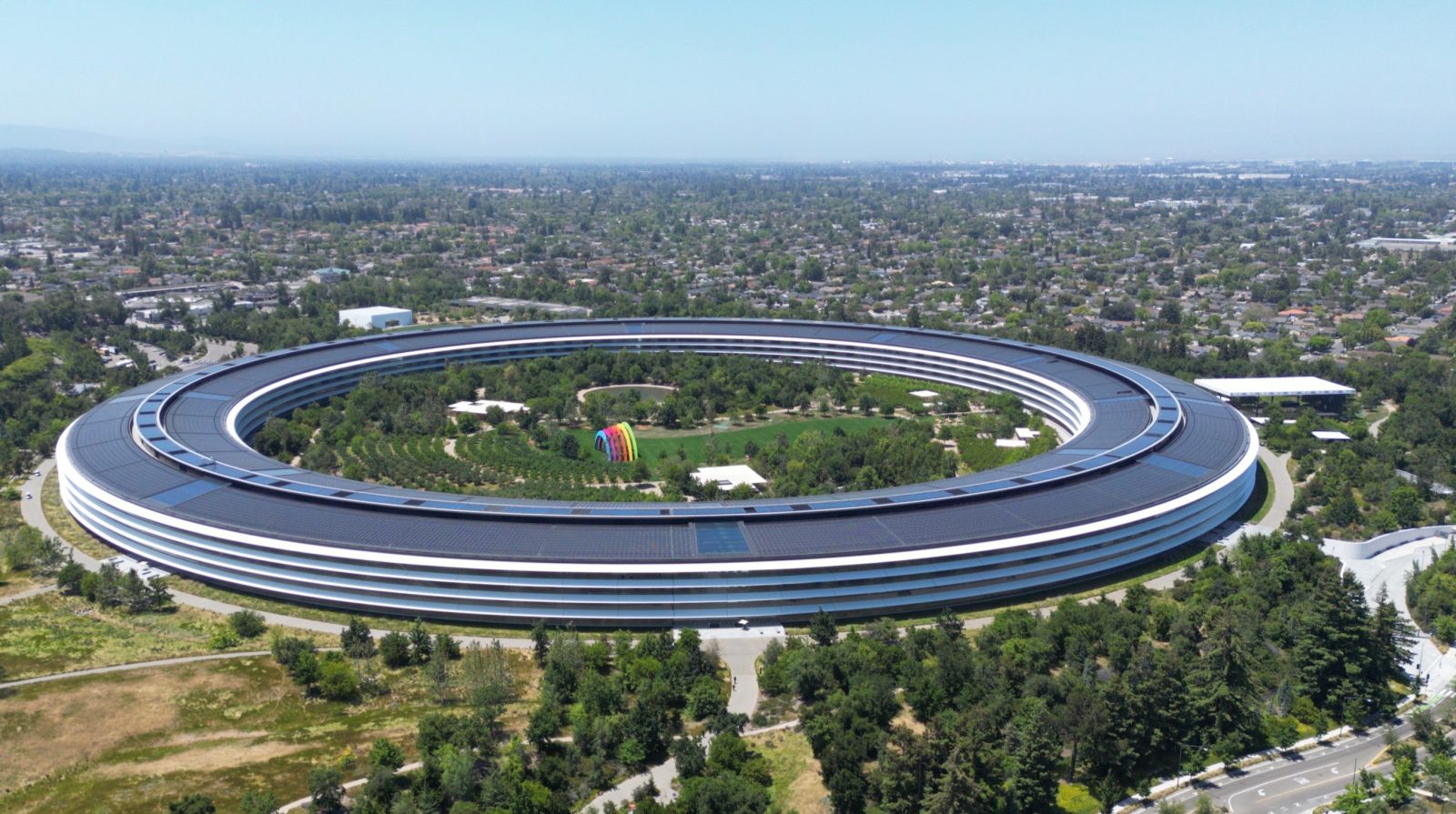 Pre wwdc apple park drone images show headset demo area new